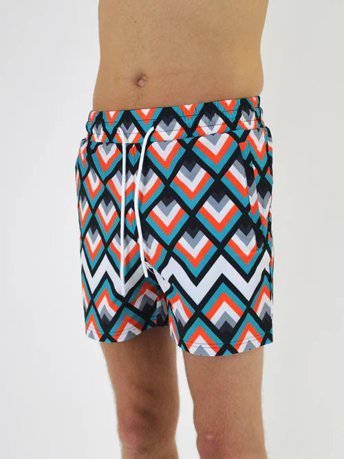 White Threads West Coast Swim Shorts - Orange/Teal